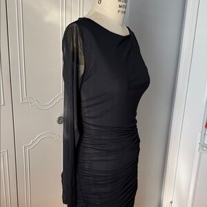 Express Formal Black Long Sleeve ruched Dress - Med